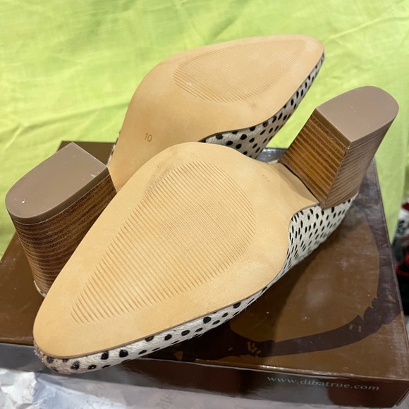 Diba True cow hair polka dot mules w/ wood wedge heel size 10 NEW IN BOX - Picture 5 of 12